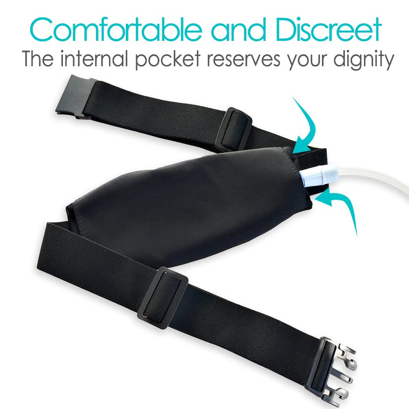 Peritoneal Dialysis Belt PD Catheter Holder Large Pocket G-Tube Abdominal Peg Feeding Tube Belts Kidney Protector Supplies for Adults Women Men Black