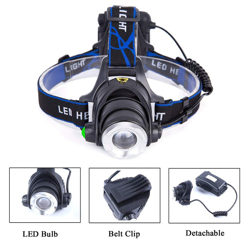 Hunting Red Light Headlamp Zoomable LED Headlight with 3 Lighting Mode and Water Resistant for Running Camping Hiking Reading. 1-Pack