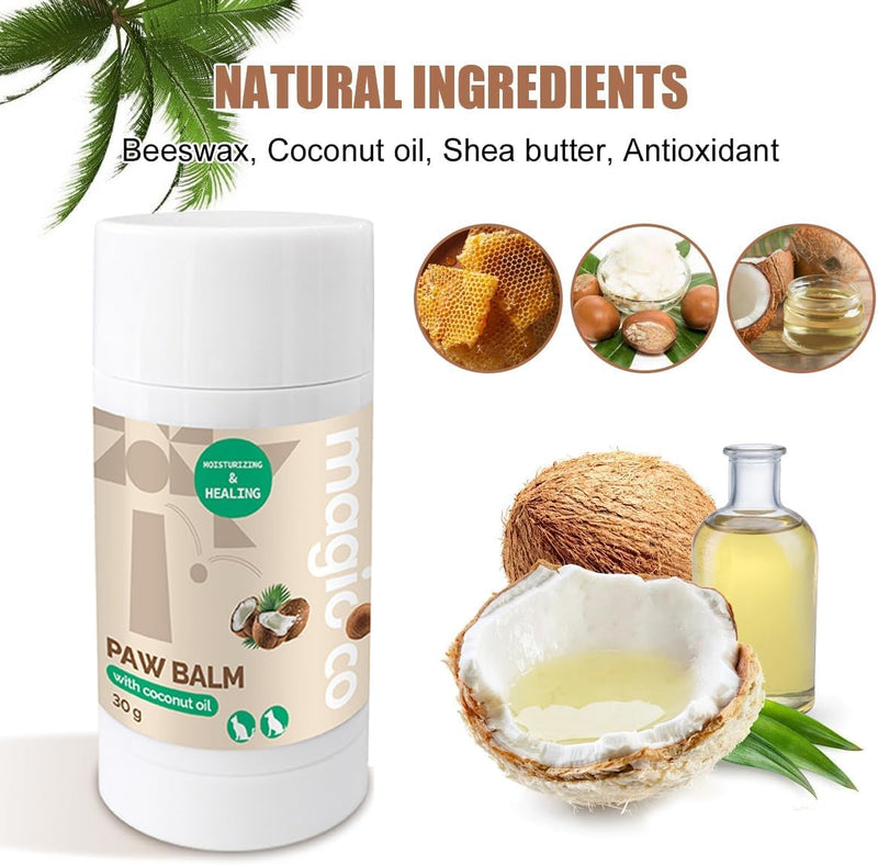 Natural Coconut Oil Paw Balm for Dogs & Cats, Moisturising & Protective Paw Balm, Nose Balm,Vegan, Cruelty-Free, 30g