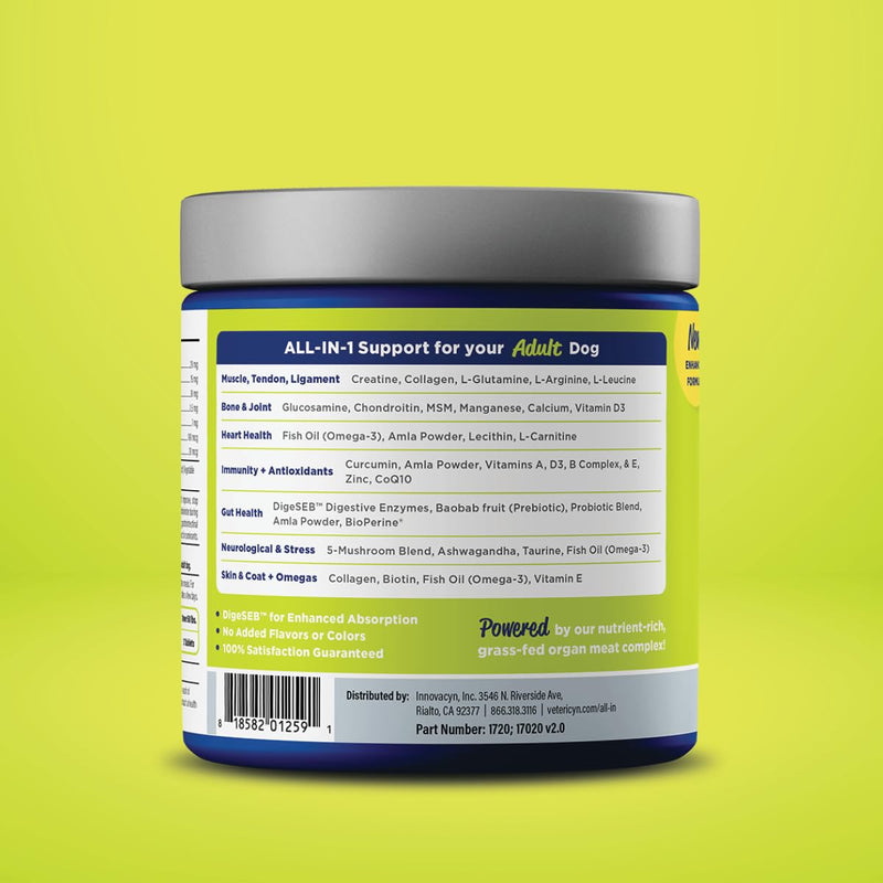 Vetericyn All-in 1 Multifunctional Dog Supplement | Digestive Enzymes + Glucosamine and Chondroitin for Bone and Joint Support + Vitamins, Antioxidants, Prebiotics, Probiotics, and Omegas. 90 Count Adult - PawsPlanet Australia