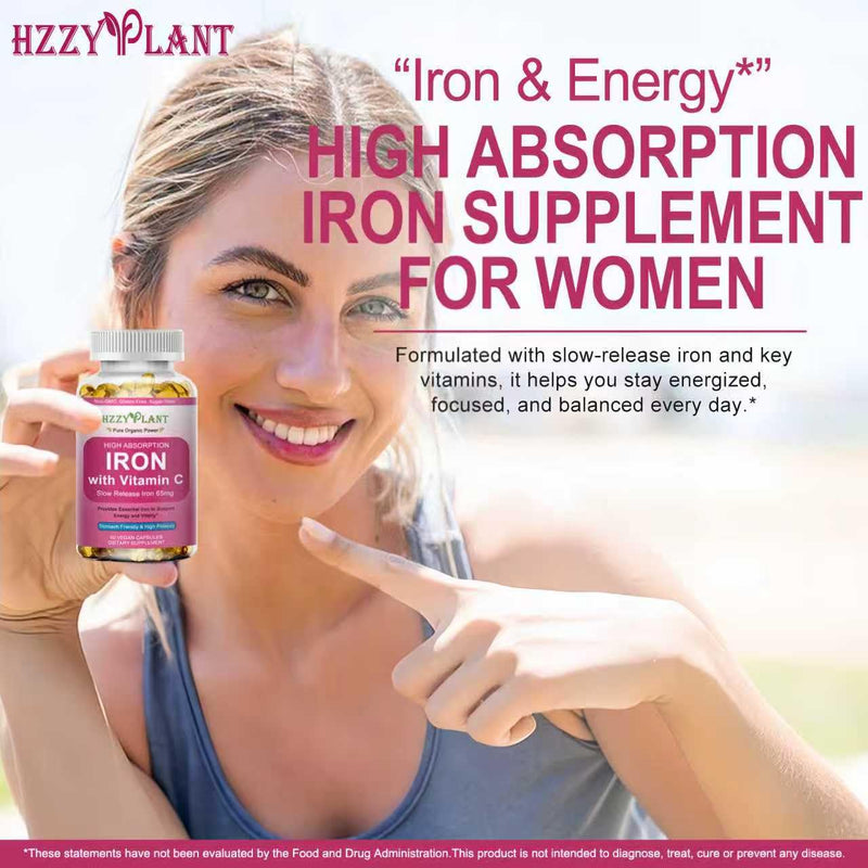 Iron Supplement for Women - High Absorption Iron Supplement with Vitamins C for Iron Level & Energy Support - Stomach Friendly Iron Softgels - Vegan | Non-GMO | Gluten Free | 60 Days Supply