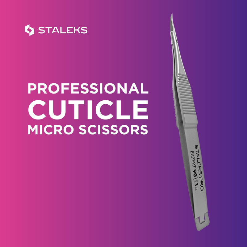 Staleks Pro EXPERT 90 Cuticle Micro Scissors – Miniature Blades – Straight Handle – Stainless Steel – Professional Manicure Tool - BeesActive Australia