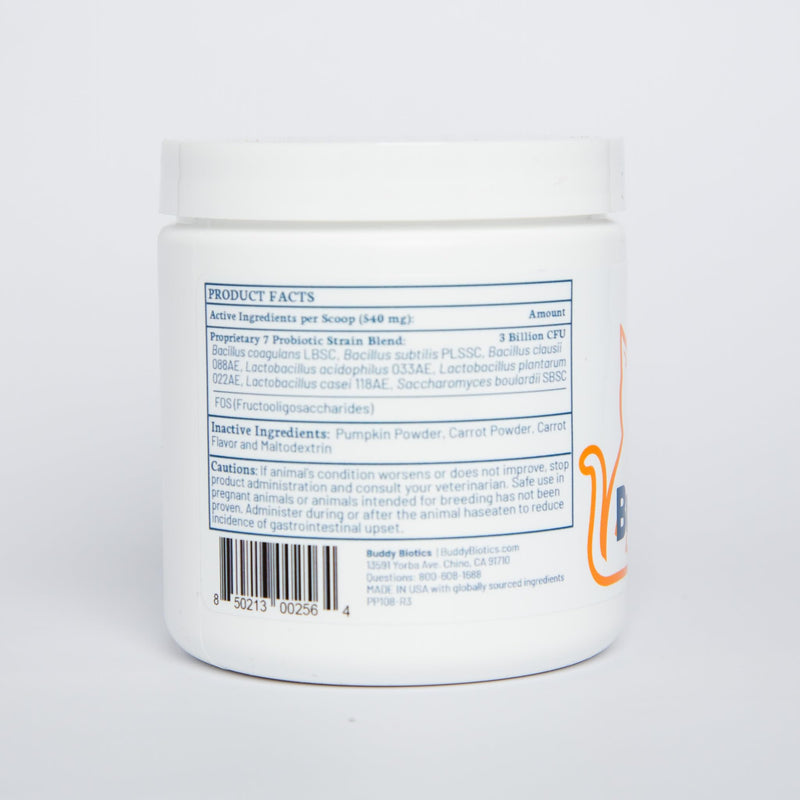 Probiotic + Prebiotic Powder for Cats 7- Probiotic Strains with Prebiotic FOS, Supports Gut Flora, Digestive & Immune Health, 3 Billion CFU per 1g Scoop