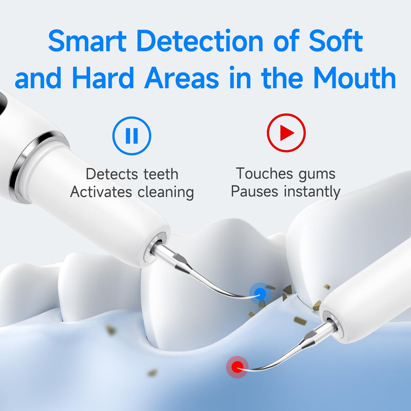 Ultimate Electric Teeth Cleaner - Ultrasonic Tooth Cleaning, Violet Light Protection, 316F Stainless Steel Heads, 5-Speed Modes, IPX6 Waterproof, Oral Care Kit with 7 Accessories‌ (White)