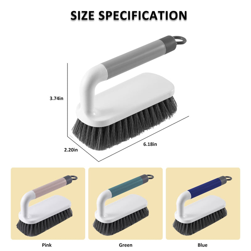 Scrub Brush, Scrubbing Cleaning Brushes, Heavy Duty Cleaning Brushes with Handle, for Shower, Bathroom, Carpet, Kitchen and Bathtub Scrubber, 2 Pack (Grey) Gray - BeesActive Australia