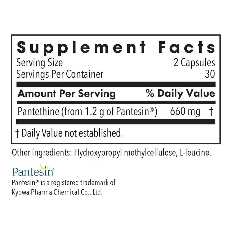 ARG Pantethine Vitamin B5 Metabolite 660 mg, 60 Capsules | Active Vitamin B5 Metabolite for Carbohydrate, Lipid and Amino Acid Metabolism, Hypoallergenic Formula