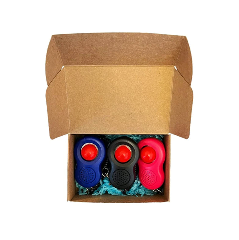 TRAVEL CAT Clicker Training Kit - 3 Pack Cat and Puppy Training Clicker with Button and Wrist Strap for Cats Behavior, Rewards Training - Red, Blue and Black Pet Training Clicker with Loud Click Sound - BeesActive Australia