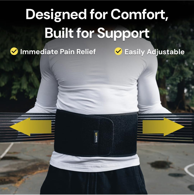 BraceUP Back Brace for Men and Women Lower Back - Breathable Waist Lumbar Support Belt for Sciatica, Herniated Disc, Scoliosis Back Pain Relief, with Dual Adjustable Straps (L/XL 35-43 In) Large/X-Large (Pack of 1)