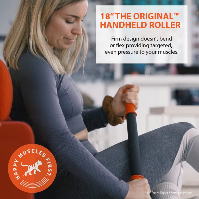Tiger Tail 18in Massage Stick Portable Roller, Handheld, Deep Tissue Foam Roller, Body Massage and Myofascial Release Tool for Legs, Neck, Calves, Thighs, Shins & Back, The Original 18, Made in USA 18" Plus Happy Muscles eBook