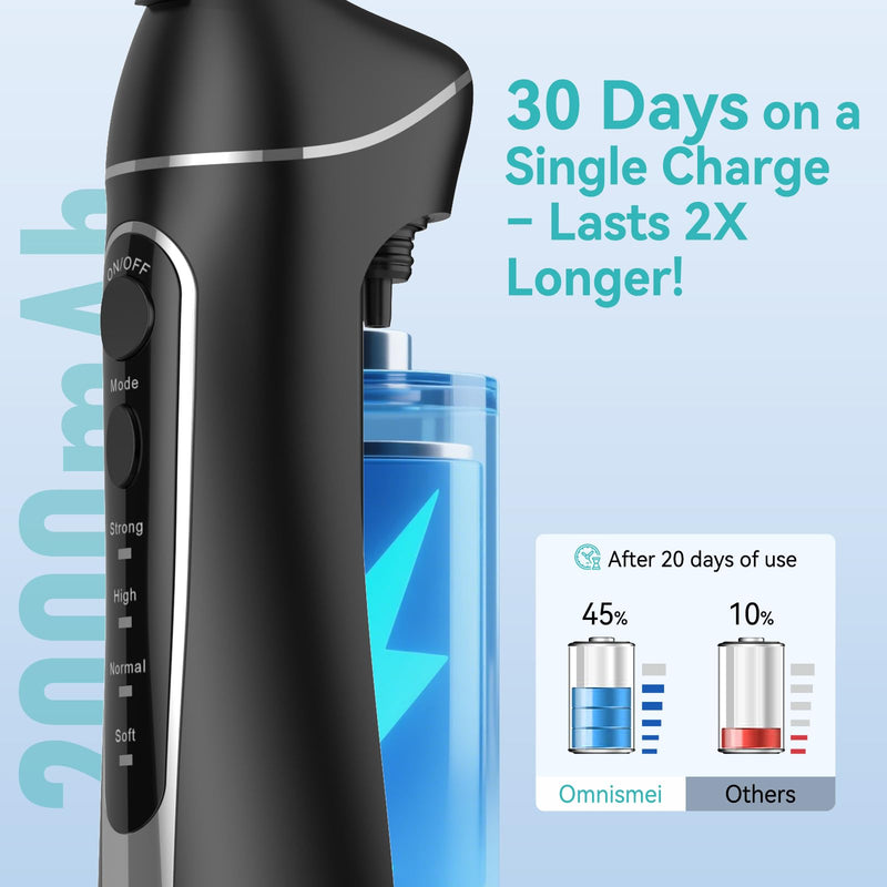 Water Dental Flossers for Teeth, 300ML Cordless Portable Electric Water Flosser, 4 Modes Oral Irrigator, Waterproof Rechargeable Water Floss for Deep Cleaning, Plaque Remover,Braces Home Travel Use Black