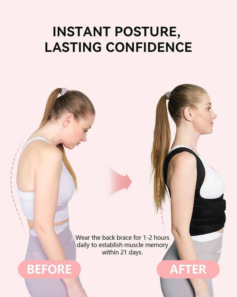 Posture Corrector for Women and Men, Back Brace with Shoulder Support, Adjustable Full Back Brace Straightener for Posture Improving, Relief for Upper & Lower Back, Shoulder Pain (Large) Large - BeesActive Australia