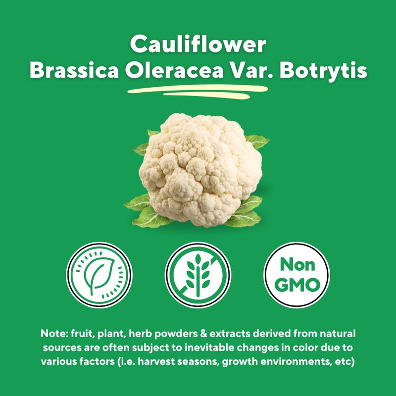 Organic Cauliflower Superfood Veggies Powder Supplement - Natural Sulforaphane, Vitamins, Minerals for Digestion, Energy, Antioxidant Support - 120 Vegetable Capsules, Non-GMO, Gluten-Free Cauliflower 120 Capsules