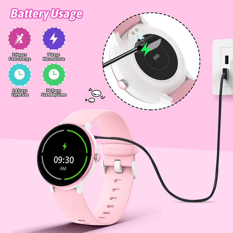 JOYELE Smart Watch for Kids Boy Girl, No Phone Needed Kids Watch Waterproof with 19 Sport Modes, Pedometer, Sleep Monitor, Kids Watch for Girls Boys 6-16 Birthday Gifts Toy Gift (Pink) Pink