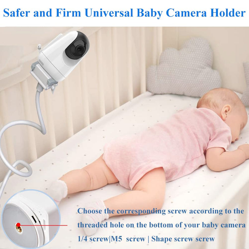 Baby Camera Mount Flexible Baby Monitor Holder Stand Compatible with Nanit Pro,Vetch,eufy, HelloBaby HB65/HB66/HB248,ANMEATE SM935E, Infant Optics DXR-8 Pro,Any Cameras with 1/4" Screw Stand 1 Count (Pack of 1) - BeesActive Australia