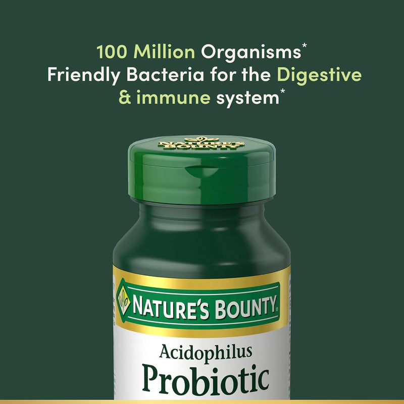 Nature's Bounty Probiotics Dietary Supplement, Supports Digestive and Intestinal Health, Probiotic Acidophilus, 120 Tablets, Pack of 4 Unflavoured 120 Count (Pack of 4)