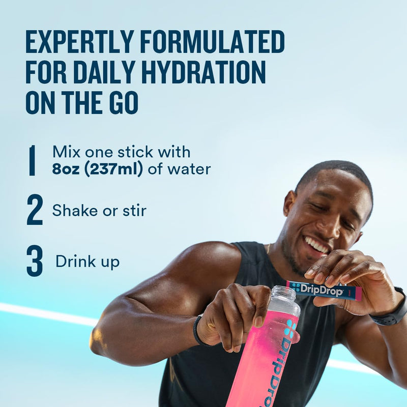 DripDrop Hydration Bold Variety Pack, Electrolyte Packets, 16 Count | Watermelon, Berry, Lemon & Orange; 3X Electrolytes, Vitamin C, Magnesium, Potassium, Zinc; Single Serve Powder Drink Mix