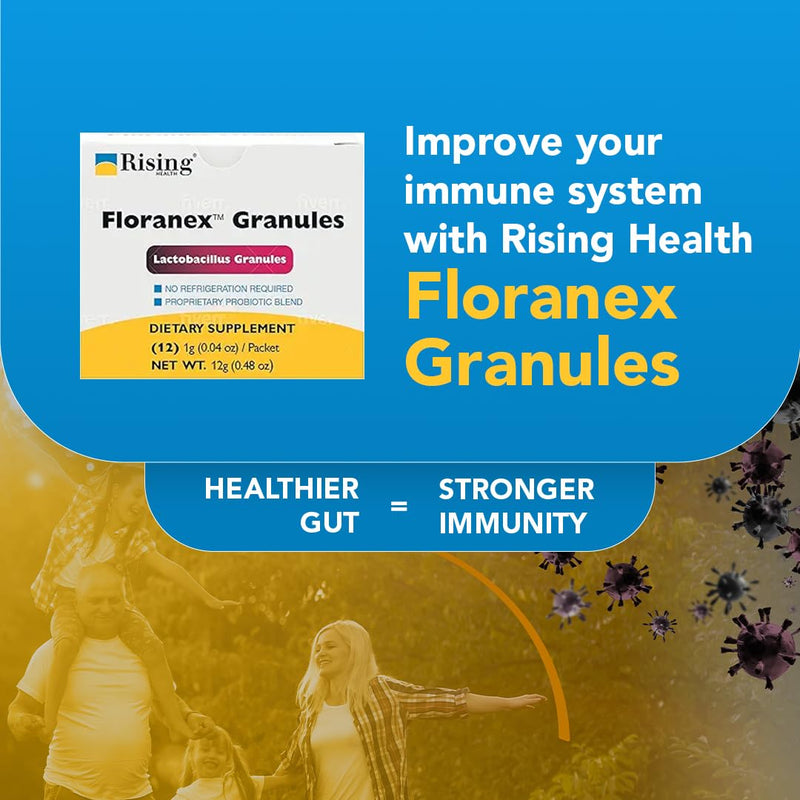 Rising Health Floranex™ Lactobacillus Probiotic Dietary Supplement Granules for Digestive & Gut Health, Daily Probiotic Support - 12 Packets Floranex Granules