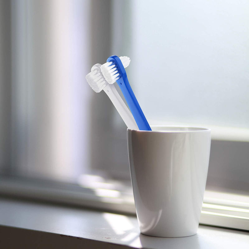 Denture Brush Dual Head Toothbrushes Hard Denture Cleaning Brush Denture Toothbrush Cleaning Brush False Teeth Brush Toothbrush for False Teeth Cleaning, 2 Colors (6 Pieces) - BeesActive Australia