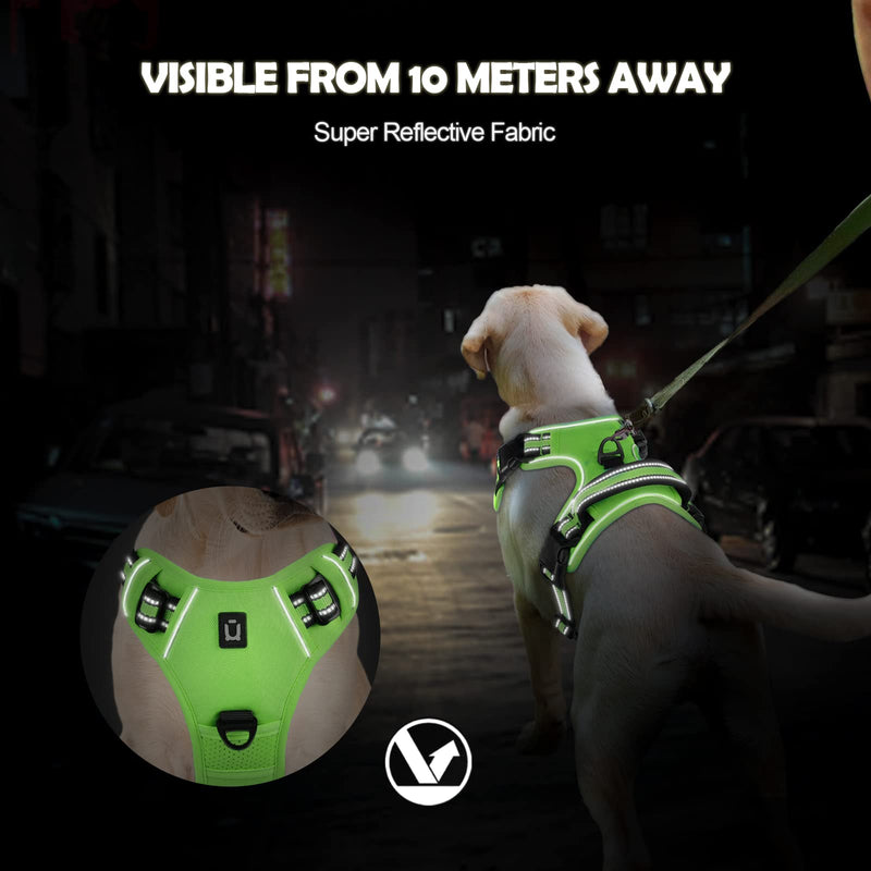 Dog Harness, No-Pull Dog Harness, Chest Harness for Small Large, Medium Dogs, Soft Breathable Adjustable Reflective Dog Harness Anti Pull with Padded Handle L Light Green - BeesActive Australia