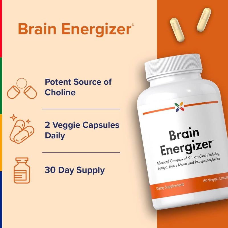 Stop Aging Now - Brain Supplement Complex - with Ginkgo Biloba, Lion's Mane, Bacopa, and DMAE - 60 Vegetarian Capsules - Advanced Blend