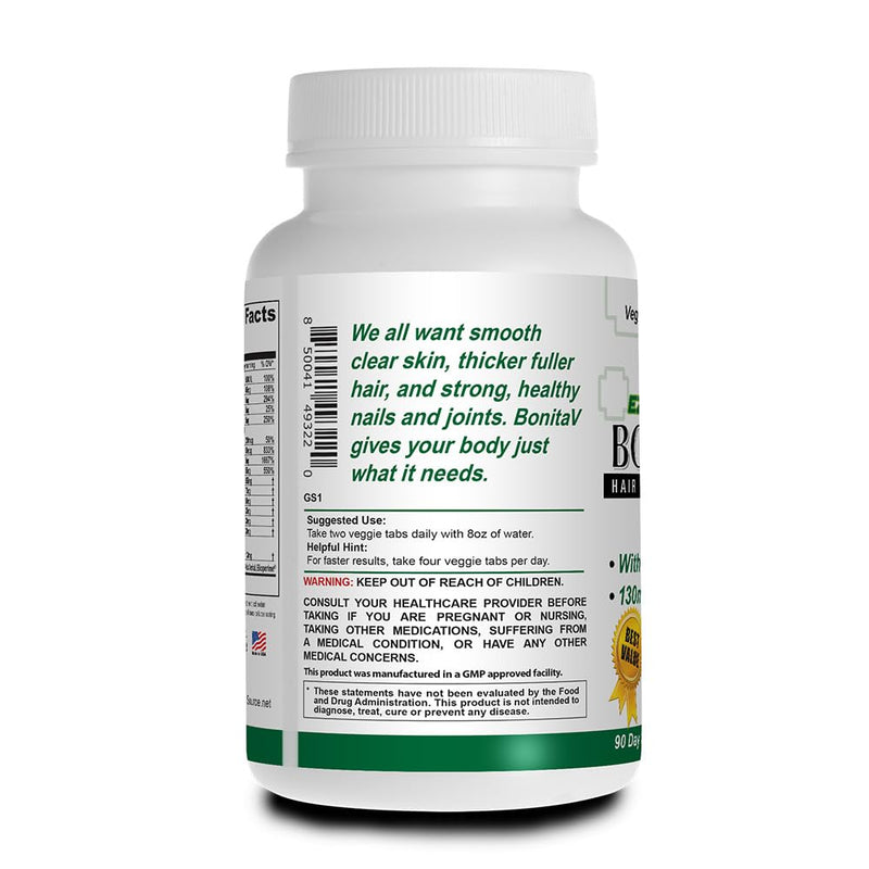 Essential Source Bonita V EZ-TABS Hair, Skin & Nails Vitamins, 180 Count | 5000 Mcg Biotin, 20 Active Ingredients, Revytalyz 5 Collagen Support Blend, Easy-Swallow Vegan Tablets, For Women & Men 180 Count (Pack of 1)