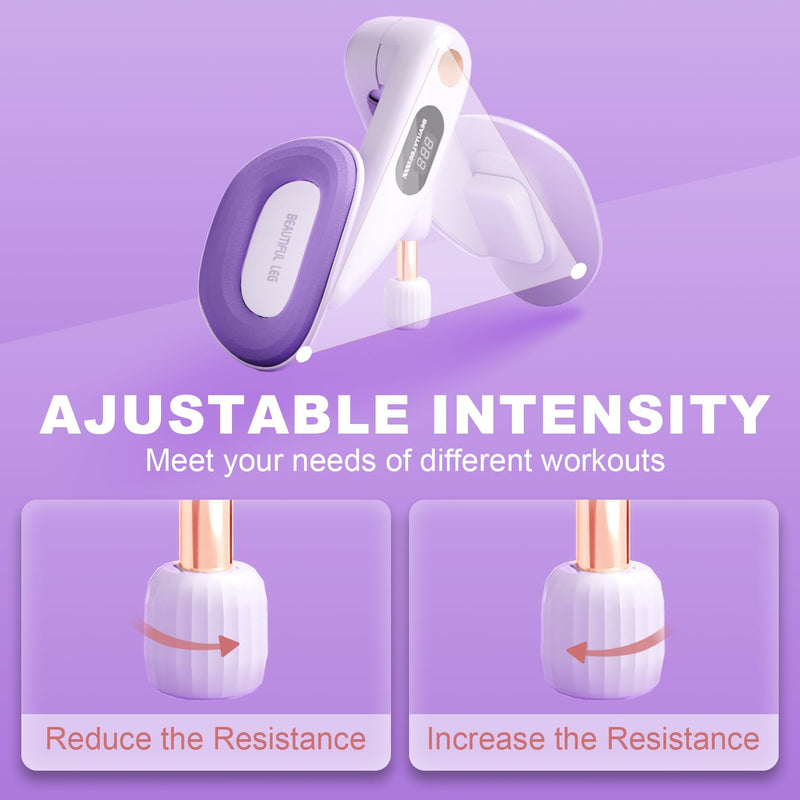 Thigh Hip Trainer for Beginner, Thigh Trainer, Pelvic Floor Strengthener with Built-in Smart Counter, Postpartum Rehabilitation Equipment, Portable Home Gym for Adduction Training Purple