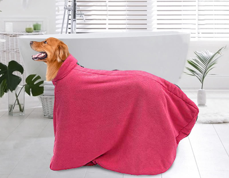Pethiy - Premium dog bathrobe made of microfiber, dog drying bag, dog bath towel with zipper, super absorbent soft dog towel suitable for bathing and swimming-red-S S red - BeesActive Australia