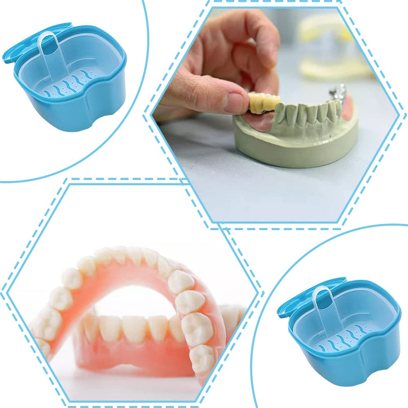 TAORANJU Denture Case, Denture Retainer Case Denture Cup with Strainer Basket, False Teeth Storage Soak Container Denture Bath Box for Travel Cleaning - BeesActive Australia
