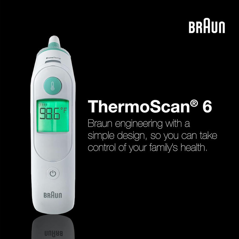 Braun ThermoScan 6 Ear Thermometer with Color-Coded Digital Display, ExacTemp Stability Indicator, Baby and Infant Friendly, No. 1 Brand Recommended by Pediatricians, IRT6515 - BeesActive Australia