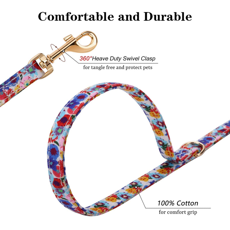 CHEDE No Pull Floral Pattern Dog Harness- Lightweight and Soft Dog Harness, Adjustable Small Dog Harness and Leash Set, with Dog Leash, Suitable for Puppy Small and Medium-Sized Dog S Pink Floral - BeesActive Australia