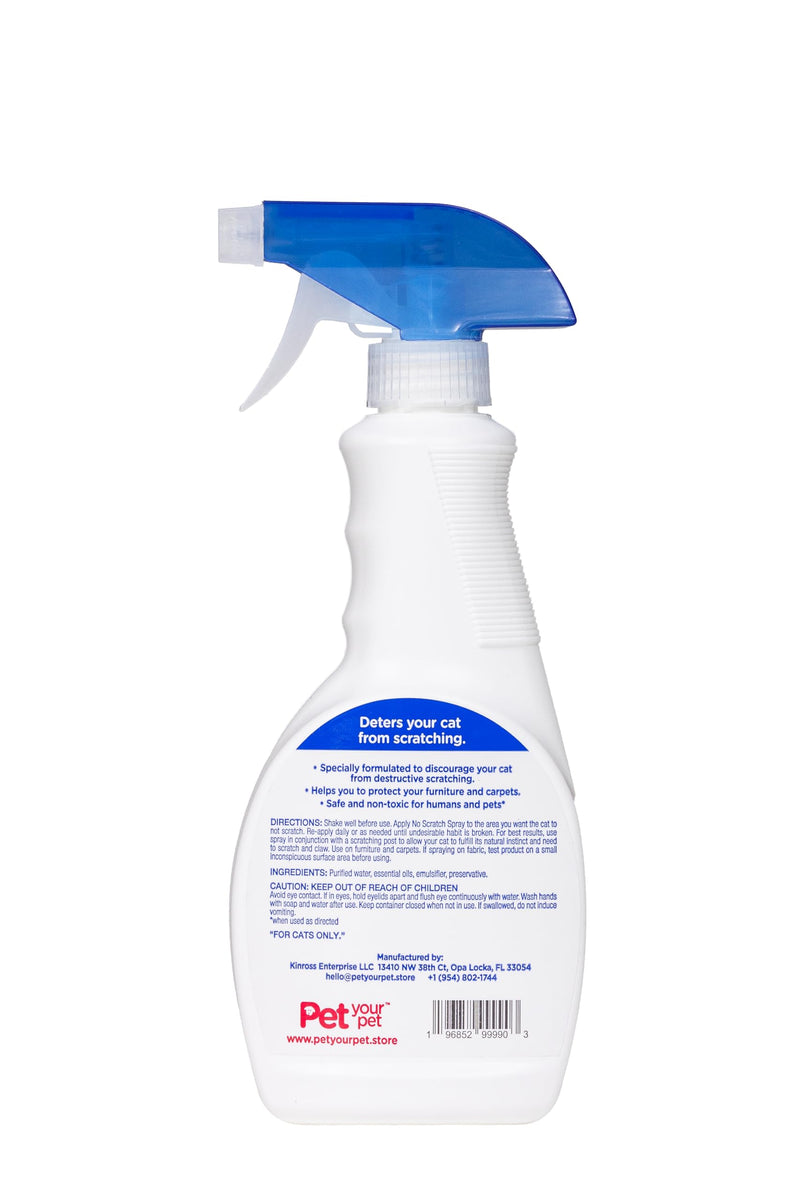 No Scratch Cat Deterrent Spray, 16 Fl Oz– Non-Toxic Cat Scratch Spray for Carpets and Furniture – Natural Cat Scratch Deterrent Spray – Indoor/Outdoor Anti-Scratch Keep Off Cat Spray - BeesActive Australia