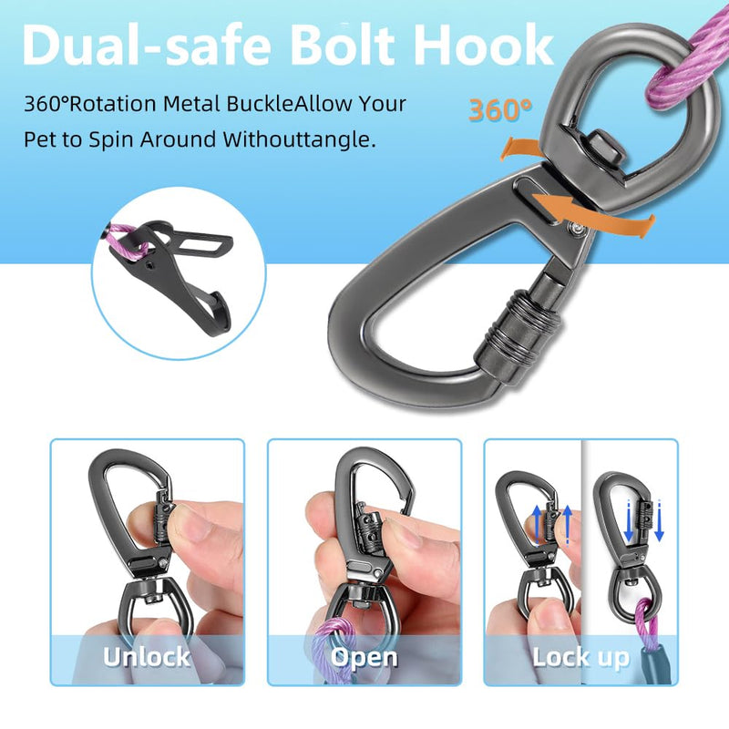 Dog Seat Belt 3-in-1 Dog seat Belt Harness for car,Chew Proof Dog Leash for Car Use,Dog Seatbelt,Steel Rope Dog car seat Belts with Clip Hook Latch & Buckle (Purple, 24 inch/60 CM) Purple - BeesActive Australia
