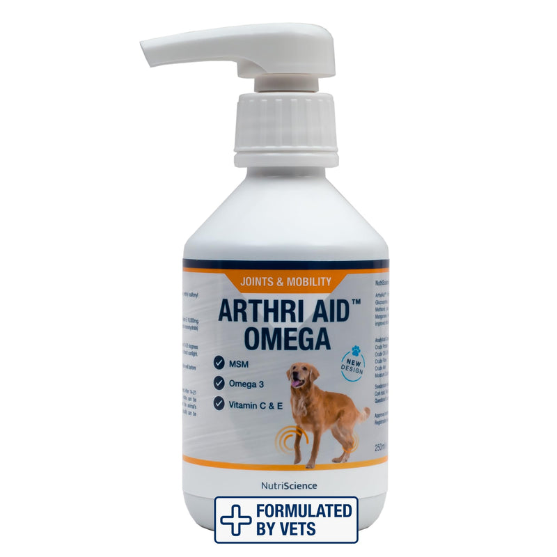 NutriScience Arthriaid Omega Dog Joint Supplement – Glucosamine, Chondroitin, MSM & Omega 3 – Supports Mobility, Relieves Stiffness & Promotes Cartilage Repair – 250ml 250 ml (Pack of 1)