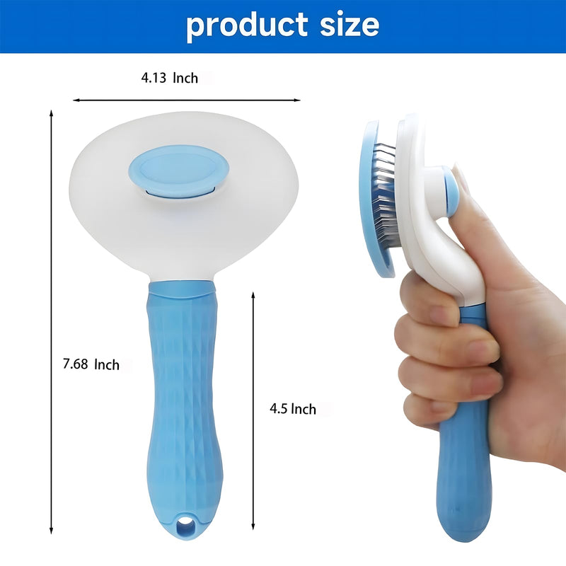 cat brush with release button, indoor cat hair brush that falls off, suitable for long or short haired cats, cat beauty brush for kittens, cat comb, rabbit massage to remove loose fur (Blue) Blue - BeesActive Australia