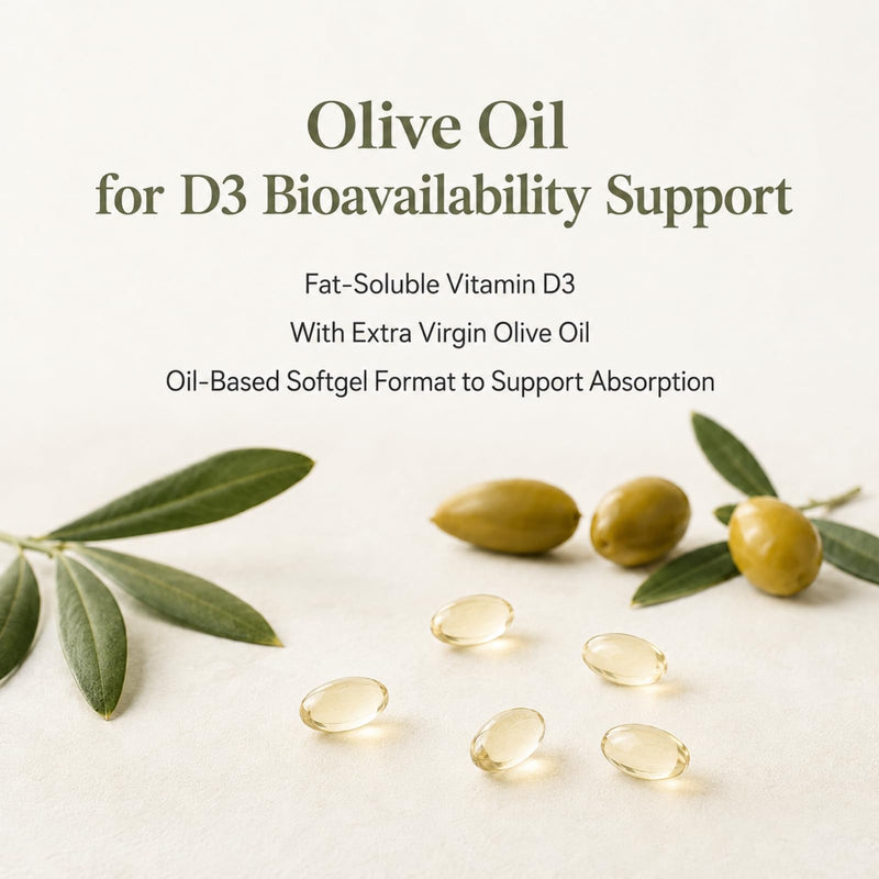 Vitamin D3 2000 IU (50 mcg) With Olive Oil, 180 Softgels, Pack of 2 | Supports Bone & Immune Health and Calcium Absorption | 360-Day Supply | Non-GMO, Gluten-Free & Soy-Free | 1 Daily 180 Count (Pack of 2)