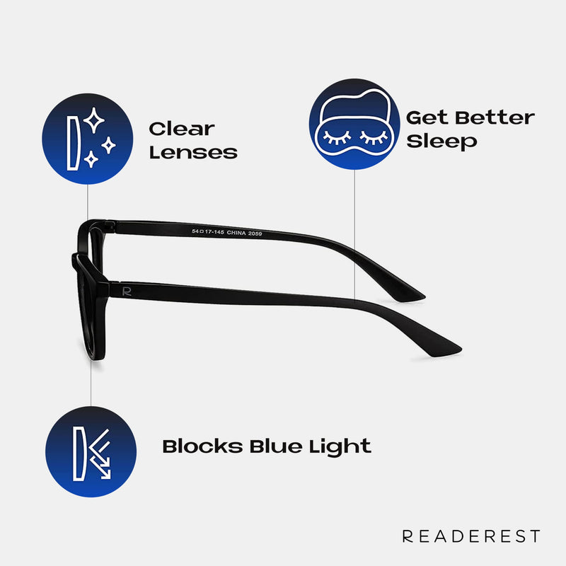 Readerest Blue Light Blocking Reading Glasses (Black, 1.50 Magnification) Computer Eyeglasses With Thin Reflective Lens, Antiglare, Eye Strain, UV Protection, Stylish For Men And Women Black 1.5 x - BeesActive Australia