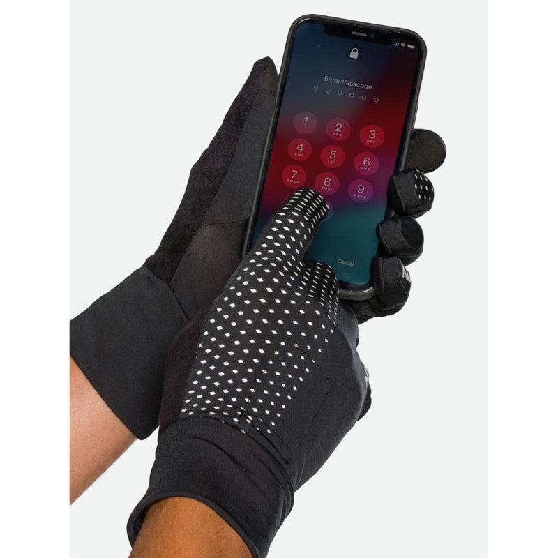 Nathan Reflective Gloves. for Running and Outdoor Activity. Touch Screen Finger for Smartphone Use. Black/Geo Print Large