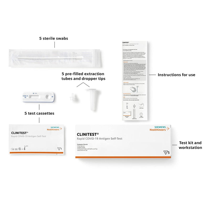 CLINITEST Rapid COVID-19 Antigen Self-Test, 1 Pack, 5 Tests Total, Test results in 15 minutes, FDA EUA Authorized OTC at-Home Self Test Kit