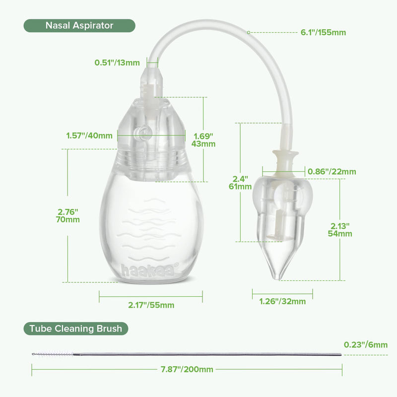 haakaa Silicone Nasal Aspirator for Baby – Baby Nose Sucker, Swan Neck Nasal Aspirator with Anti-Backflow Valve, BPA-Free Nose Cleaner, 12m+