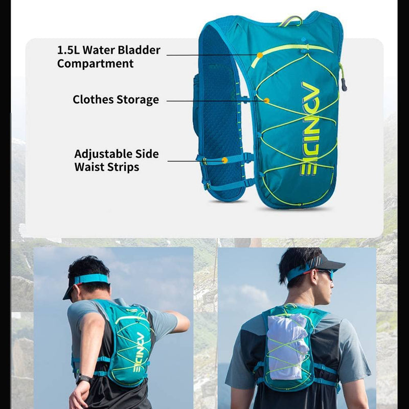 AONIJIE Waterproof and Breathable Running Hydration Vest with 500ml Flask, 4.23oz Lightweight Hydration Vest Backpack Fits 6.8" Phones, for Hiking Cycling Race Marathon(Grey with 2 * 500ml Bottles) Green