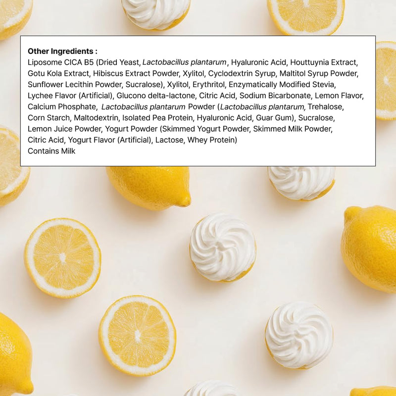 VITALBEAUTIE Super CICA B5 – Ingestible Ceramide Powder Stick Packs – K‑Beauty Skin Supplement for Skin Balance – Lemon Yogurt Flavor (Naturally & Artificially Flavored) – 30 Sachets