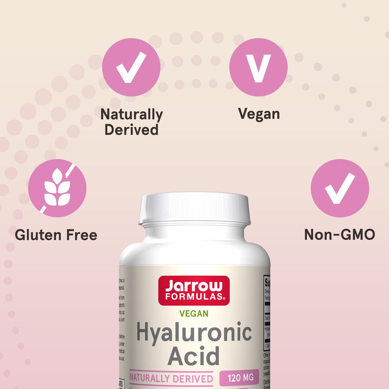 Jarrow Hyaluronic Acid 120 mg, Dietary Supplement, 60 Capsules | Skin Care Support, 120 Veggie Capsules, Up To 60 Day Supply, Supports Healthy Skin Hydration Unflavored 60 Count (Pack of 1)