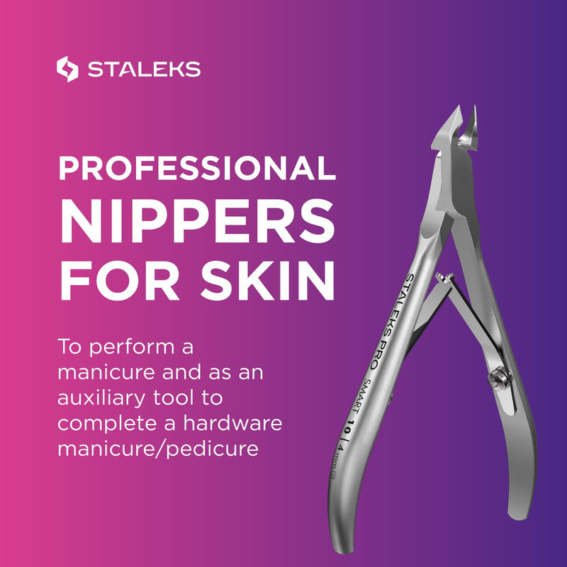 Staleks Pro SMART 10 Cuticle Nippers – 4 mm Blades – Satin Finish – Stainless Steel – Professional Skin Nippers for Classic Manicure & Hardware Use - BeesActive Australia