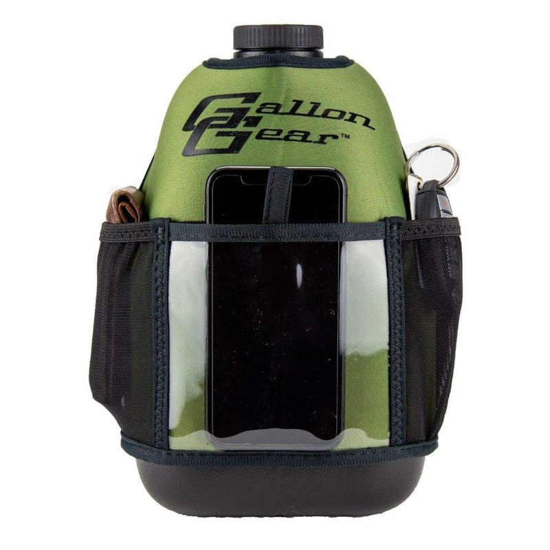 Gallon Gear 1 Gallon Fitness Hydration Cover | Neoprene Insulated Cooling & Portable Gym Water Bottle Carrier | CASE with Storage Pockets Olive Green