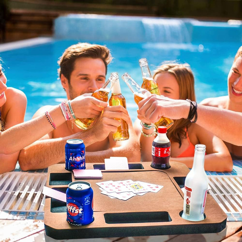 Floating Game or Card Table Tray for Pool or Beach Party Float Lounge Durable Foam Drink Holders with Waterproof Playing Cards - BeesActive Australia