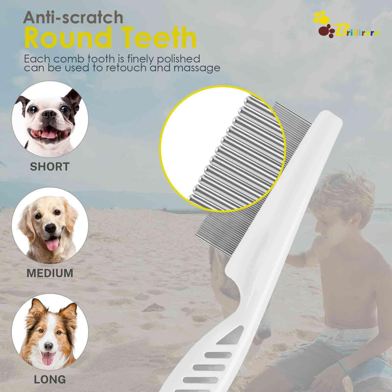 4 Pack Dog Grooming Comb, Pet Flea Lice Combs, Stainless Steel Pet Combs with Rounded Teeth, Professional Metal Cat Tear Stain Remover, Dematting Tool for Small, Medium & Large Pets - BeesActive Australia