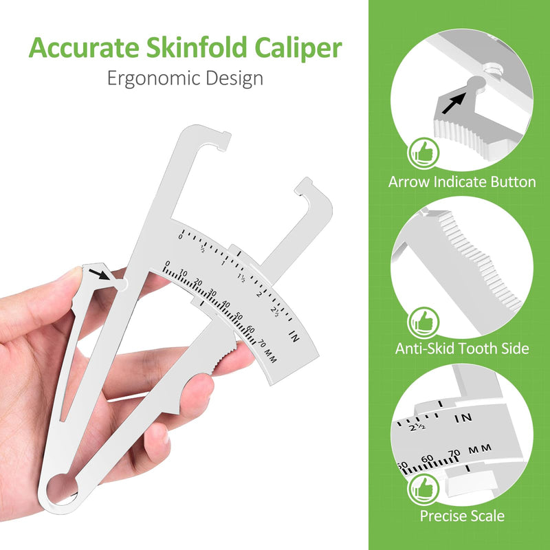 Body Fat Caliper, Fat Measure Clipper Combo with Body Fat Percentage Measure Chart, Accurately Measuring Body Fat for Men and Women - BeesActive Australia