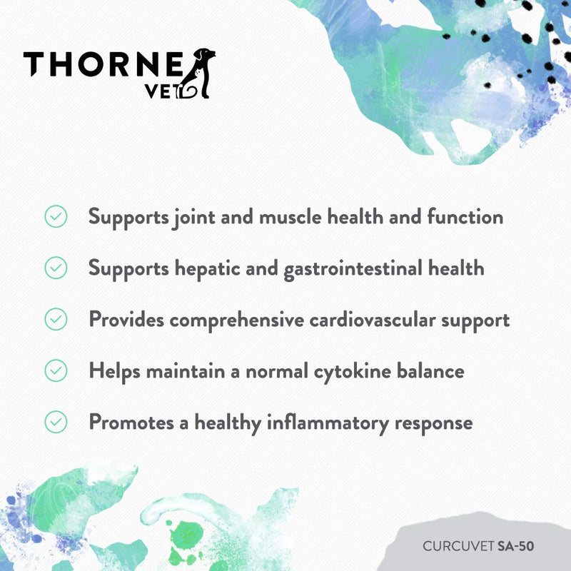 ThorneVet CurcuVET-SA50 – Joint, Muscle, Liver & GI Support for Small Dogs & Cats, 90 Soft Chews - PawsPlanet Australia