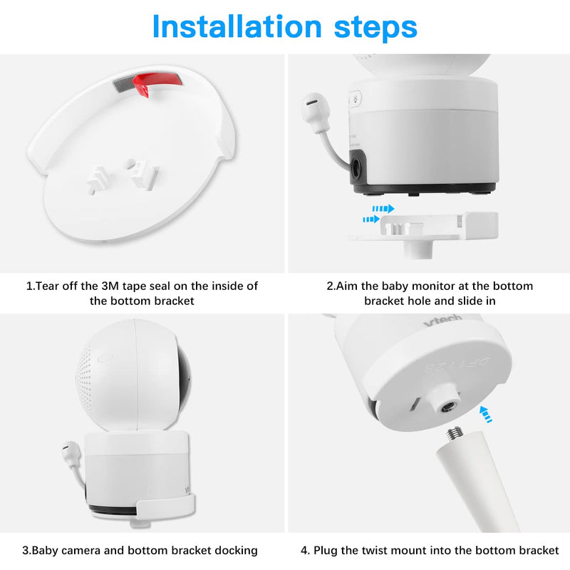 Baby Monitor Mount for VTech VM5463/RM5764HD /RM5864HD/ RM7764HD/BM3800/BM4700/ BM5600/ BM5700 Baby Monitor Versatile Twist Mount Without Tools or Wall Damage Flexible Twist Mount - BeesActive Australia