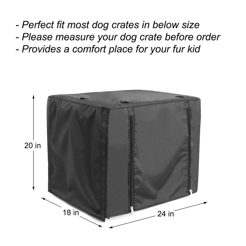 Durable Dog crate cover Double Door for large pet Kennel Covers Universal Fit for 24 30 36 42 48 inches Wire Dog Crate (24 Inch (24" L x 18" W x 20" H))-Black 22.0"L x 16.0"W x 18.0"H - BeesActive Australia